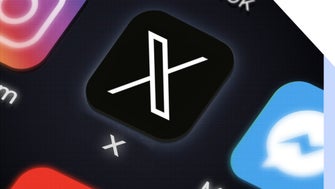 X app logo on a phone screen, with other social apps surrounding it