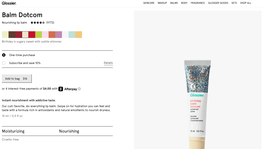 Glossier product information Glossier balm dotcom product page
