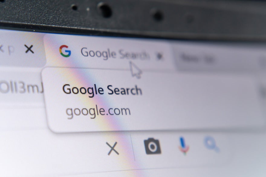 Google August spam update Mouse hovering over Google search tab in a browser