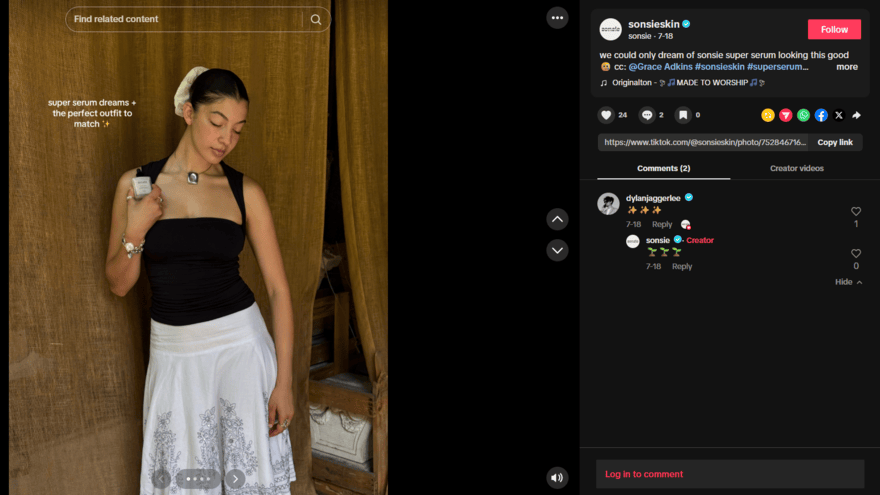Sonsie Skin TikTok instagram content Sonsie Skin TikTok content