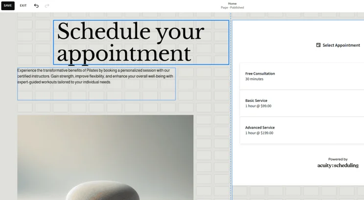 Moving a text box in Squarespace's drag and drop editor