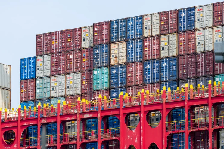 Shipping containers stacked up