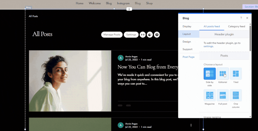 Wix Blog Page Layouts