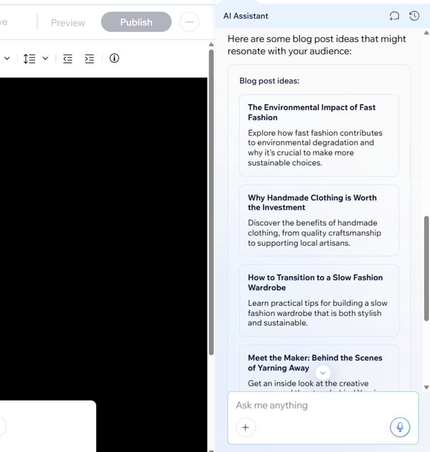 Wix Blog Topic Assistant