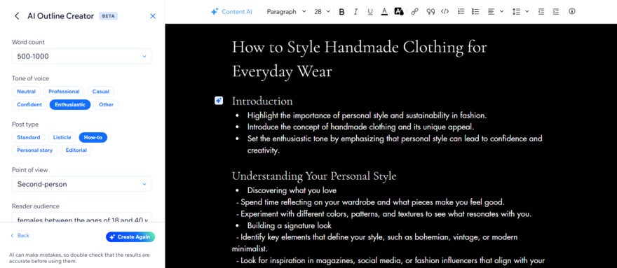 Wix Outline Creator