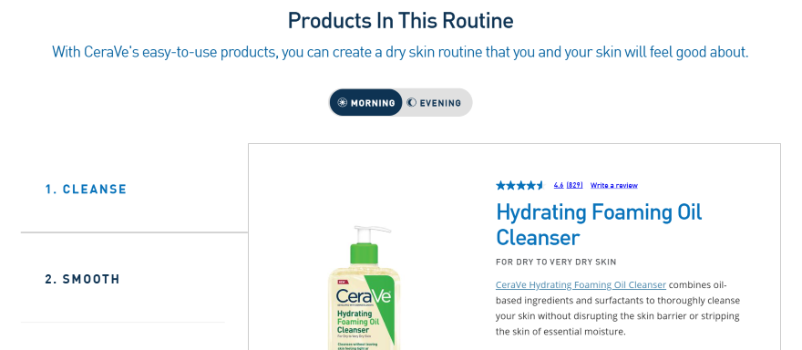 CeraVe Informational Content Image of CeraVe Hydrating Foaming Oil Cleanser, highlighting its use for dry skin with a pump bottle and product details visible.