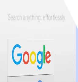 Close-up of Google logo on a white background with the text 