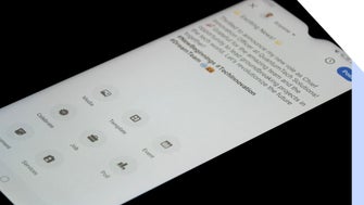Close-up of a smartphone screen showing a social media post announcing a new role as Chief Technology Officer, with various icons below.
