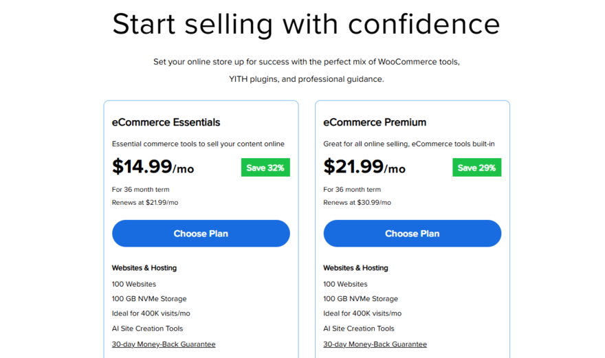 WooCommerce Bluehost plans Bluehost's WooCommerce hosting plans, features, and prices