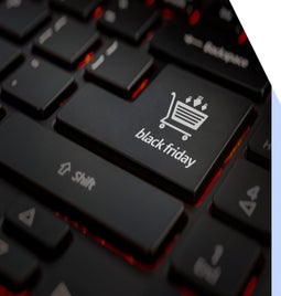 Close-up of a black keyboard highlighting a key labeled 