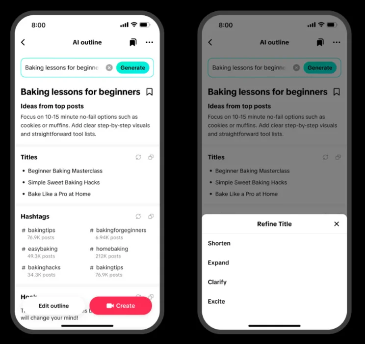 example ai outline for a post about baking lessons for beginners
