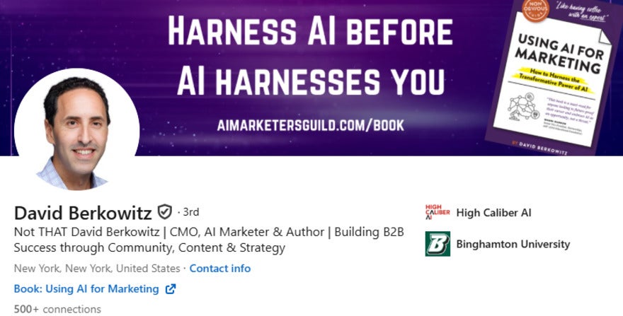 David Berkowitz LinkedIn header