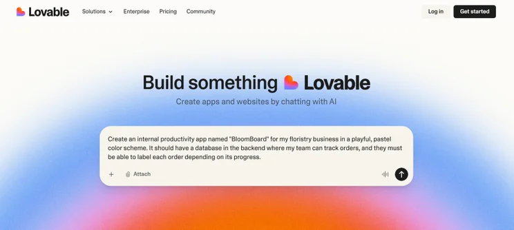 Screenshot of a text box with a three line prompt inside to create a productivity app for a florist.