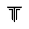Black stylised T logo on a white background