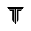Black stylised T logo on a white background