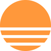 Base44 logo which is an orange circle with three white lines going across the bottom half of the circle
