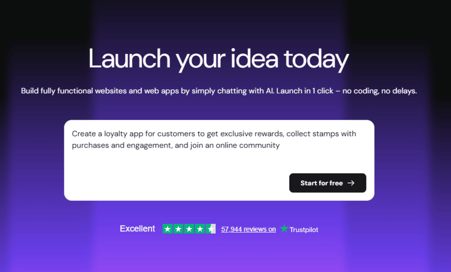 Hostinger Horizons prompt box Hostinger Horizons prompt box showing a prompt for a customer loyalty app