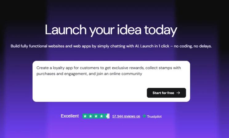 Hostinger Horizons prompt box showing a prompt for a customer loyalty app