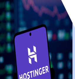 Mobile phone showing Hostinger logo