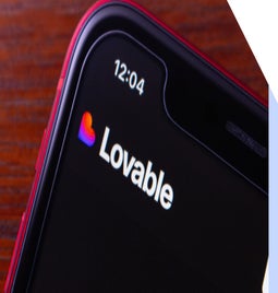Mobile phone showing Lovable logo