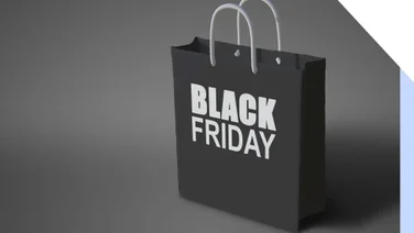 Black shopping bag with Black Friday label