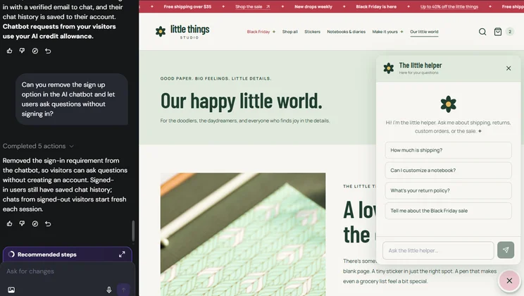 Hostinger AI builder chatbot for customer service